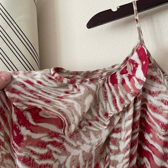 Parker Pink Silk Animal Printed Cold Shoulder Dress - Picture 2 of 4